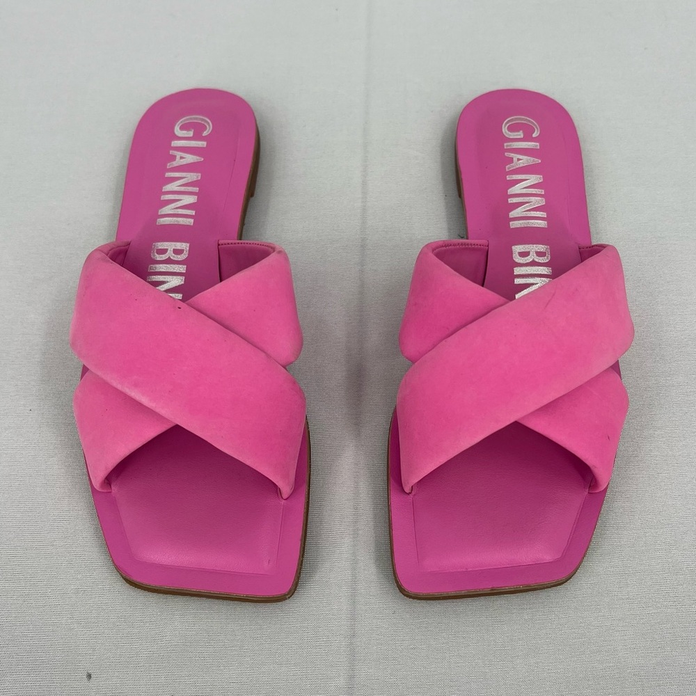 Gianni bini Pink square toe crossover slide sandals 6 Barbiecore summer vacation